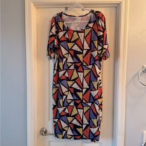 EUC Lularoe Julia Geometric Multicolor Dress